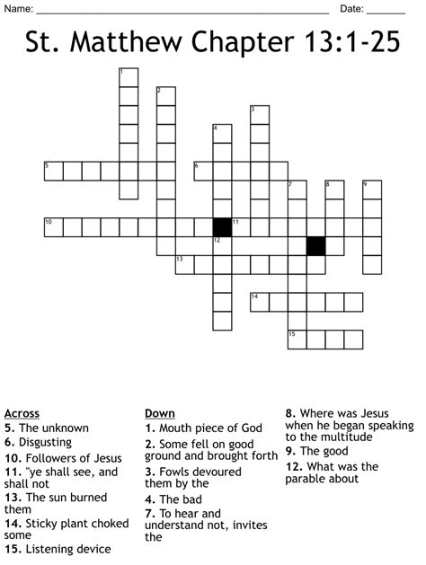 The Parable Of The Sower Crossword Wordmint