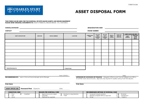 10 Best Images Of Sample Asset Forms Asset Disposal Form Template