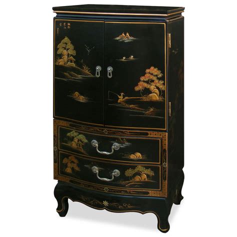 Chinoiserie Scenery Motif Jewelry Armoire This Beautiful Hand Painted