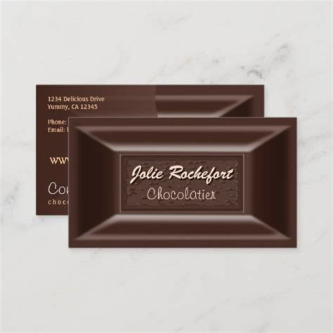 Creamy Dark Chocolate Chocolatier Business Cards Zazzle