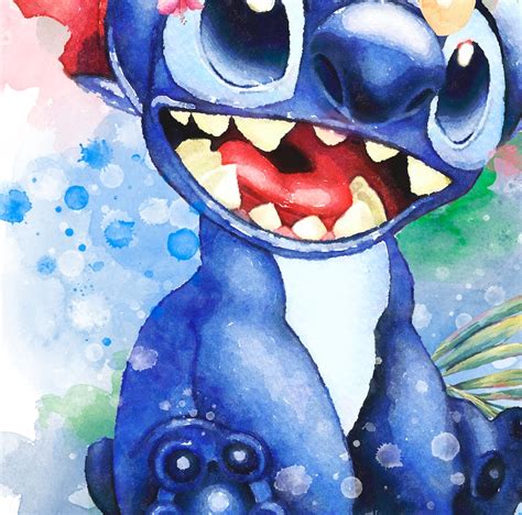Stitch Watercolor Printable Art Lilo And Stitch INSTANT | Etsy