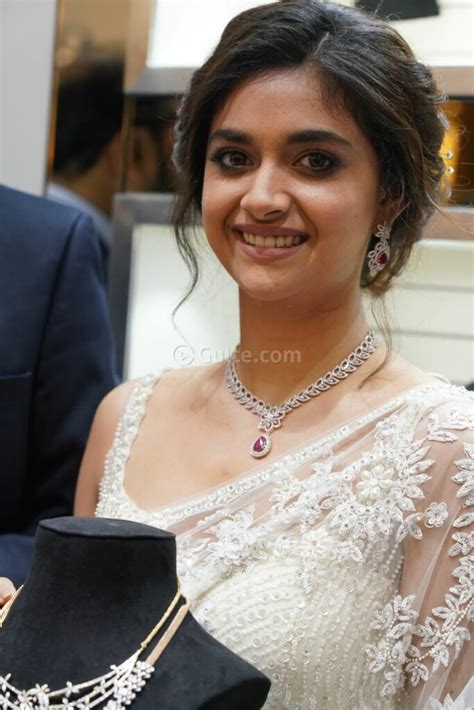 Keerthy Suresh Inaugurates A Jewellery Shop In An Ivory Sheer Saree