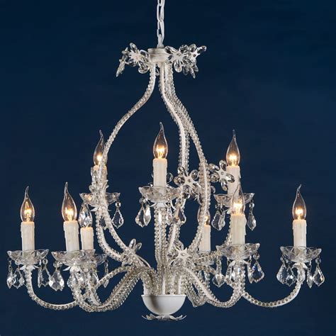 White And Clear 9 Light Chandelier French Lighting White Chandelier