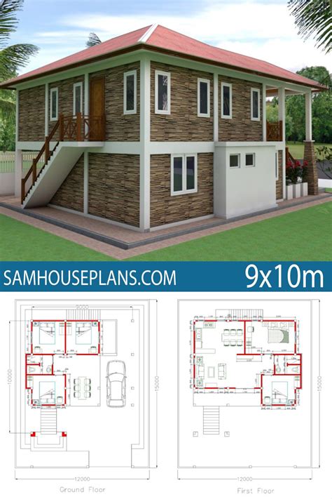 House Plans 9x10m With 5beds Sam House Plans