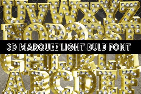 3d Marquee Light Bulb Font Alphabet A Z Graphic By V Design Stock