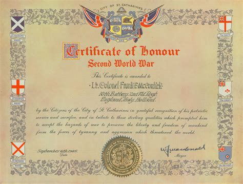 Certificate Of Honour