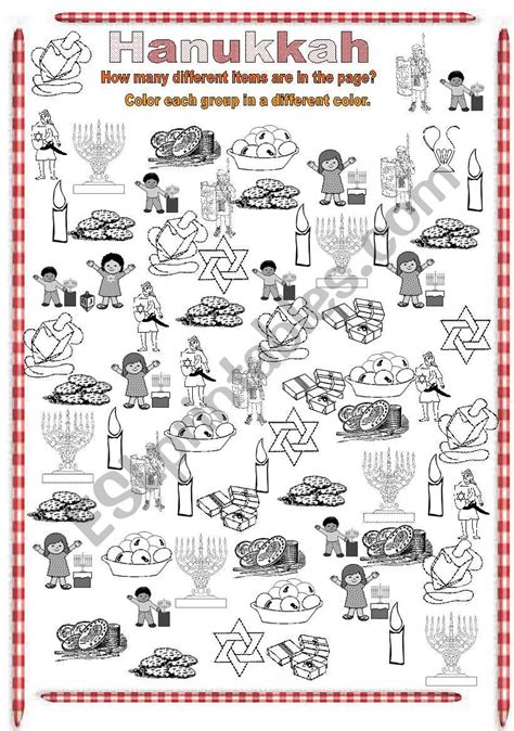 Hanukkah How Many Esl Worksheet By Gilorit