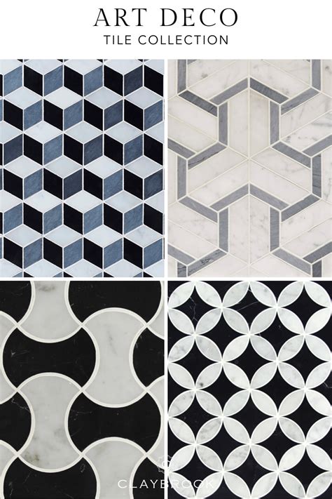 The Art Deco Tile Collection Is Shown In Four Different Styles And