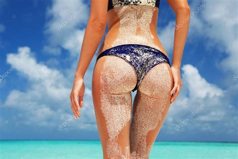 Sexy Sandy Woman Buttocks On The Beach Background Stock Photo By