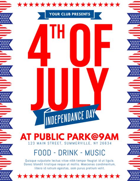4th Of July Flyer Template Postermywall