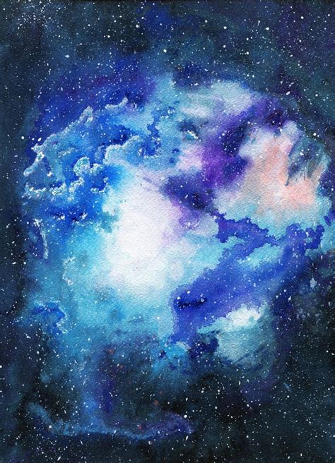 Nebula Original Watercolor Space Painting Space Art Galaxy Art 9x12