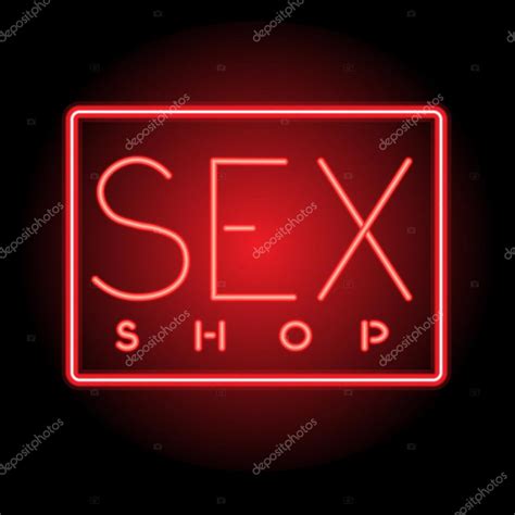 Neon Sign Sex Shop Shining Light Retro Banner Sex Shop Sign — Stock
