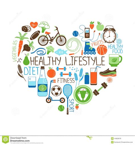 Healthy Lifestyle Diet And Fitness Heart Sign Stock Vector