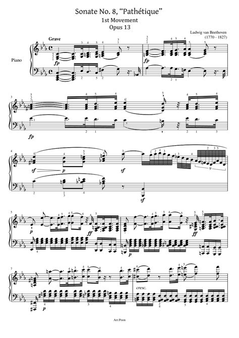 Beethoven Sonata No8 In C Minor Op13 Pathétique 1stmov Original With Fingered Arr