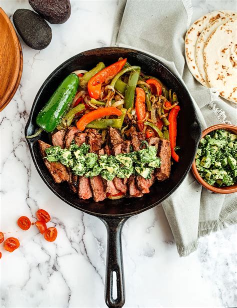 Easy Steak Fajitas With Avocado Chimichurri