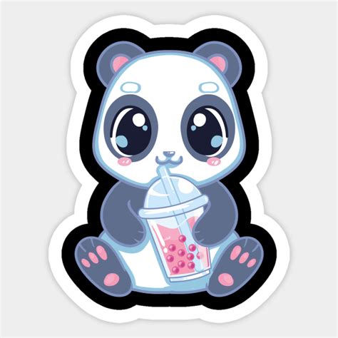 Cute Panda Boba Bubble Tea Panda Bear Boba Drink Panda Drinking Boba