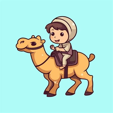 Premium Vector Boy Riding A Camel Cartoon