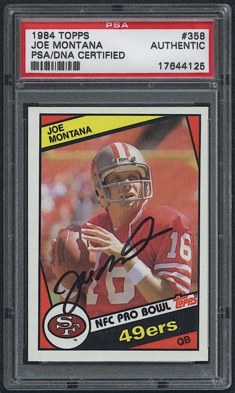 San francisco 49ers quarterback joe montana rookie card and football card list. Joe Montana Signed 1984 Topps #358 Football Card (PSA Encapsulated) | Pristine Auction