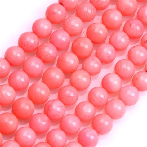7mm Round Pink Coral Beads Strand 15 Inches Jewelry Making