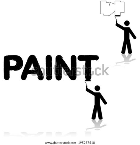Vector Icon Illustration Man Painting Wall Stock Vector Royalty Free
