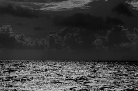 Hd Wallpaper Grayscale Photography Of Body Of Water Under Cloudy Sky