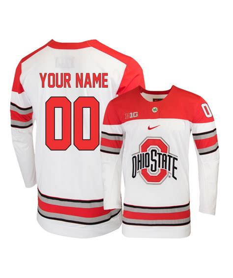 Mens Nike Ohio State Buckeyes White Custom Hockey Jersey