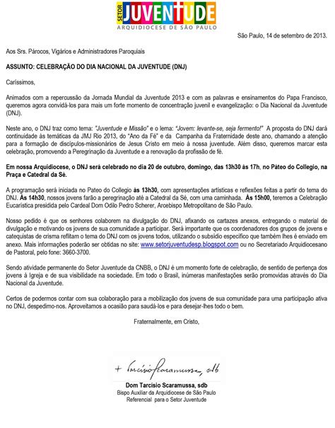 Setor Juventude De SÃo Paulo Carta Convite Dnj 2013