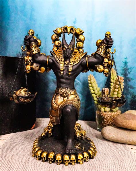 Ebros Anubis Statue Ankh Altar Weighing The Heart Against Feather Figu