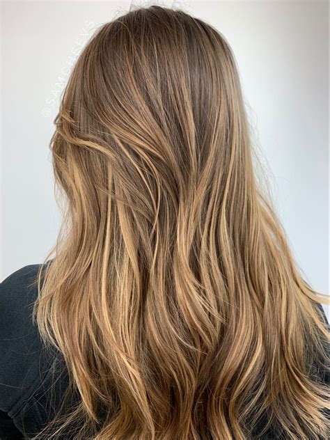 Naturally Blended Beige Caramel Honey Blonde Highlights Brown Hair With