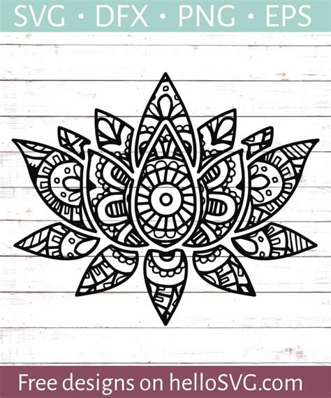 Mandala Style Lotus Flower SVG - Free SVG files | HelloSVG.com