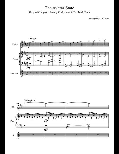 The Avatar State Sheet Music For Violin Piano Download Free In Pdf Or Midi