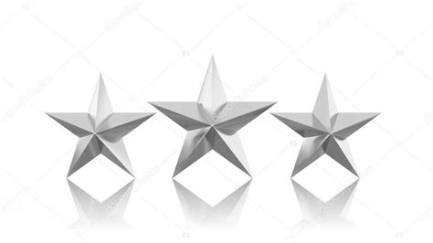 Three Silver Stars Isolated On White Background Stock Photo By