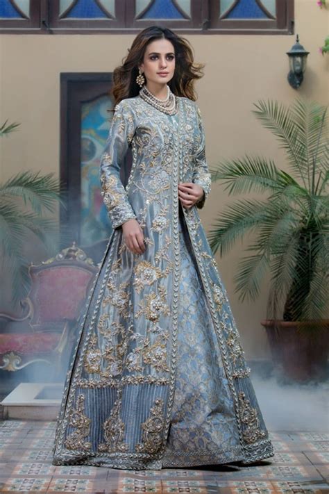 Pakistani Open Style Long Maxi In Gray Color With Magnificent Look