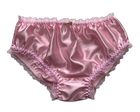 Weißer Satin Rüschen Spitze Trim Sissy Höschen Knicker Unterwäsche