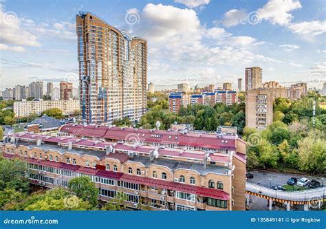 Type Of New Residential Buildings And Neighborhoods In Moscow Stock