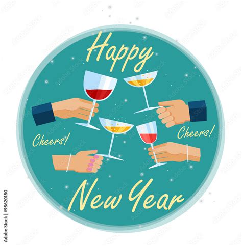 Flat Illustration Of New Years Eve Celebration Stock Vektorgrafik