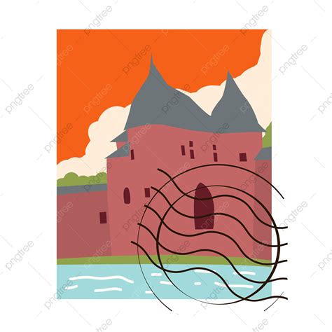 Red Building Stamp Travel Stamp Stamp Building Stamp Clip Art Png