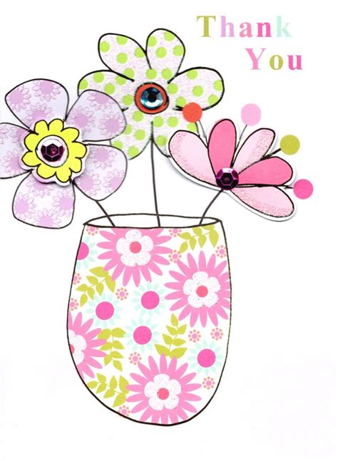Pretty Flowers Thank You Greeting Card Cards