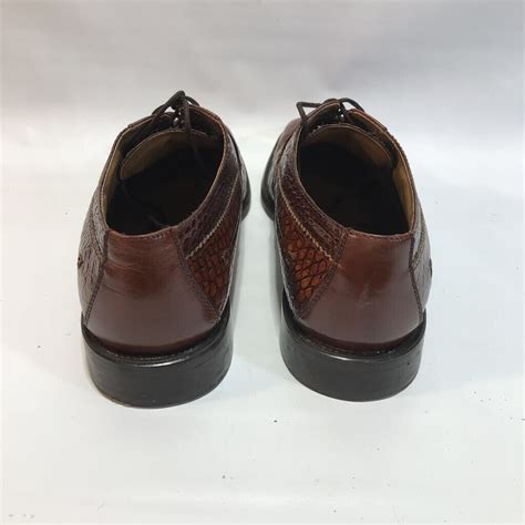 Stacy Adams Mens Loafer Dress Shoes Brown Snakeskin Leather Lace Up M Ebay