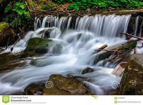 Forest Stream Splashes On The Rock Cascade Stock Photo Image Of Water