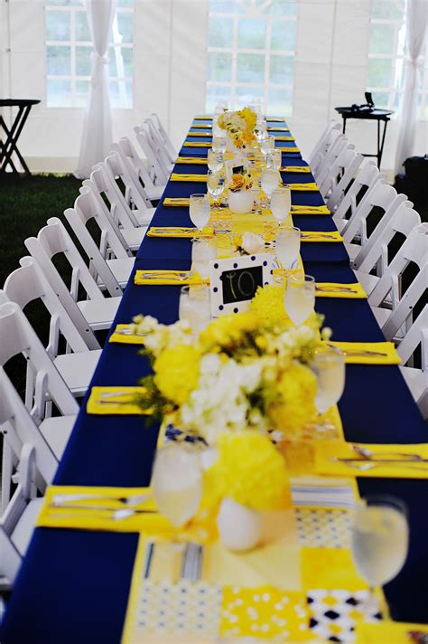 Navy And Yellow Reception Decor