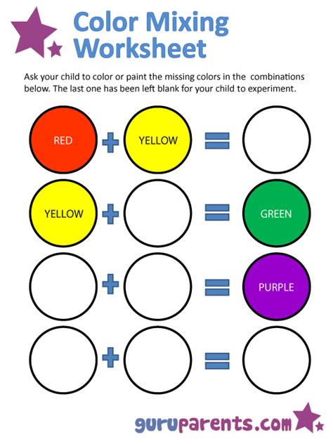 Printable Colour Mixing Chart