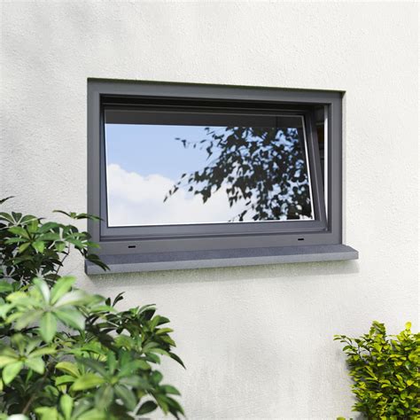 Fenêtre abattant PVC H.60 x l.80 cm, gris anthracite / blanc, 1 vantail ...