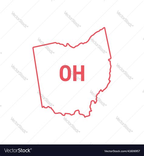 Ohio Us State Map Red Outline Border Royalty Free Vector