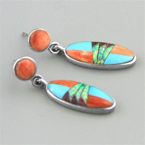 Vintage Navajo Earrings Opal Earrings Turquoise Earrings Etsy Opal