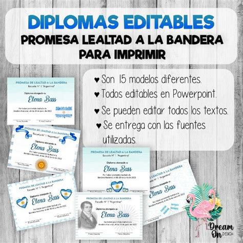 Diplomas Promesa Lealtad A La Bandera Editables Dream On