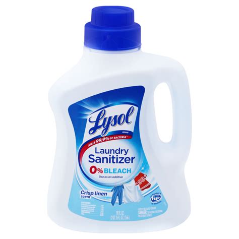 Lysol laundry sanitizer is an additive specially designed to kill 99.9% of bacteria in laundry*. Save on Lysol Laundry Sanitizer 0% Bleach Crisp Linen ...