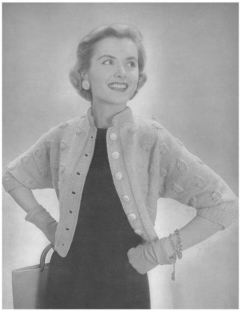 Seashell Cardigan 1950s Knit Jacket Pattern Vintage 50s Etsy Canada
