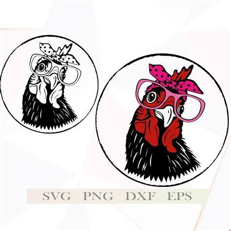 Chicken With Bandana Glasses Svg Files For Cricut Clipart Etsy Australia