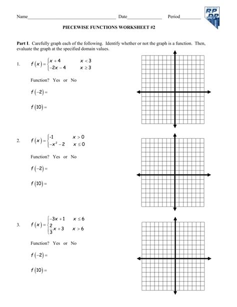 Piecewise Function Worksheet With Answers